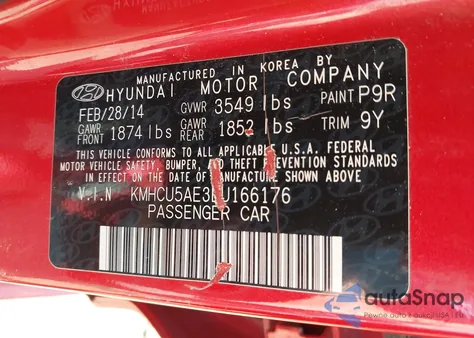 2014 Hyundai Accent Se z USA, uszkodzony, nr VIN KMHCU5AE3EU166176